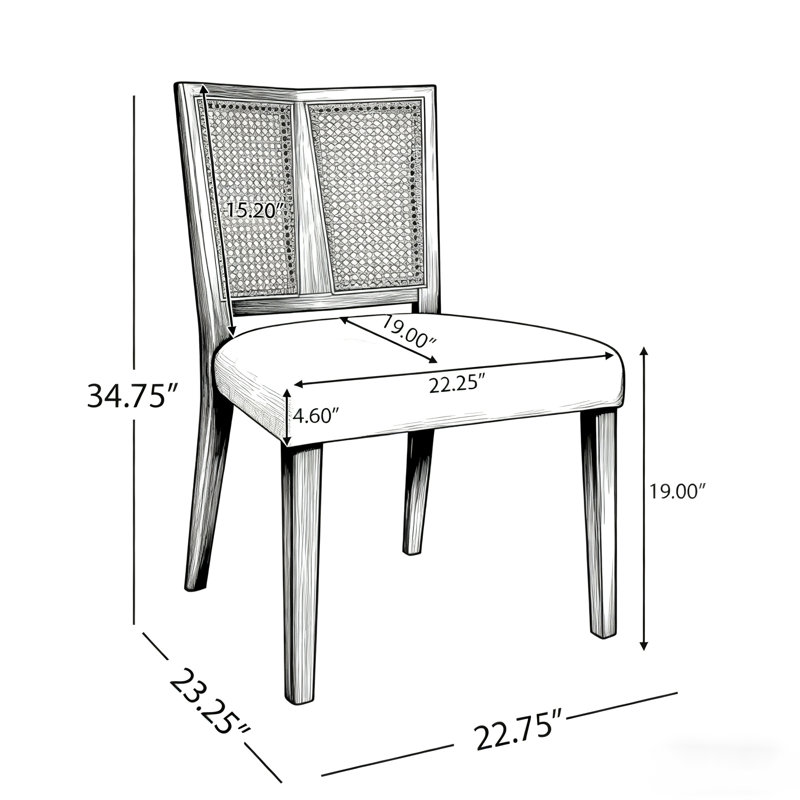 Rattan Dining Chair Without Arm, Natural Ash