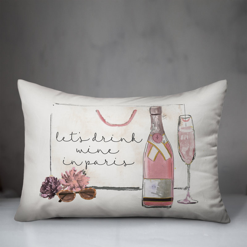  Housse de coussin rectangulaire et boisson Drink Wine in Paris