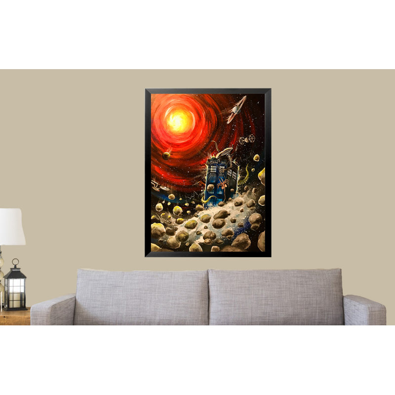 Sci-Fi Collision par Ed Capeau - peinture sur toile, H 34,5 po x l 26,5 po x P 1,25 po, Cadre noir, Pas de tapis
