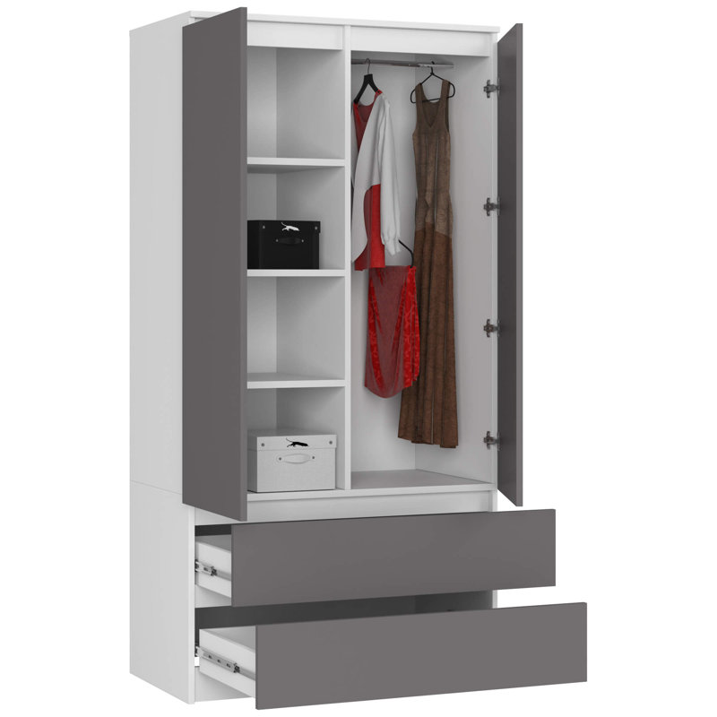 Spasoje 2 Door Manufactured Wood Wardrobe, 180cm H x 90cm W x 51cm D