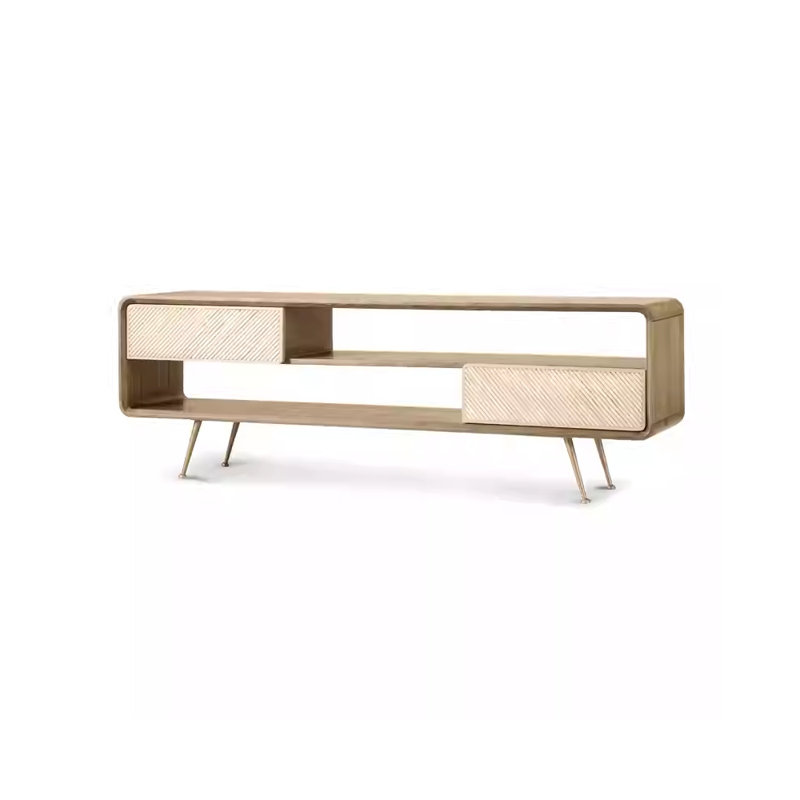 Meuble télé de salon de style européen, Burlywood, 23,62 po H x 86,61 po L x 15,75 po P