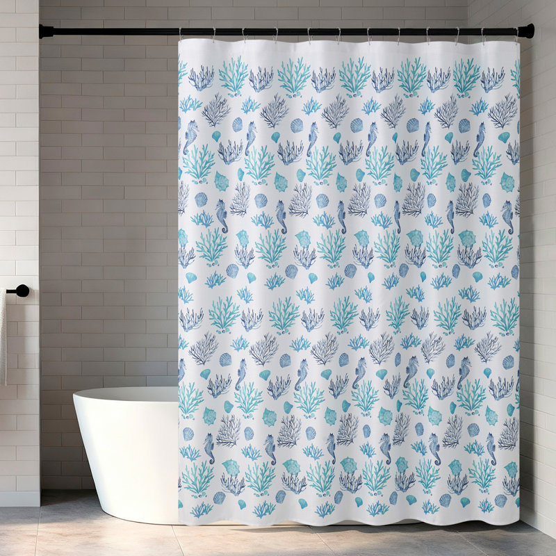 Ensemble de rideau de douche et crochets 70 "x 72", Sarcelle