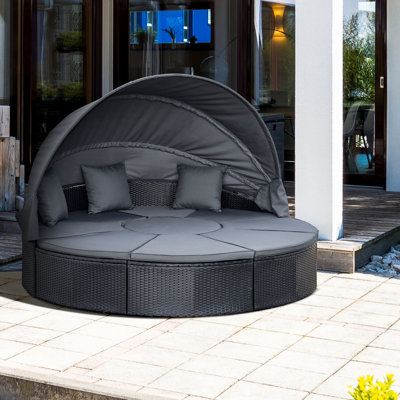 Lampkin 210cm Wide Outdoor Curved Patio Daybed with Cushions