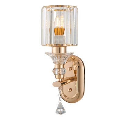 Matte Black 13cm H Crystal Glass Outdoor Sconce