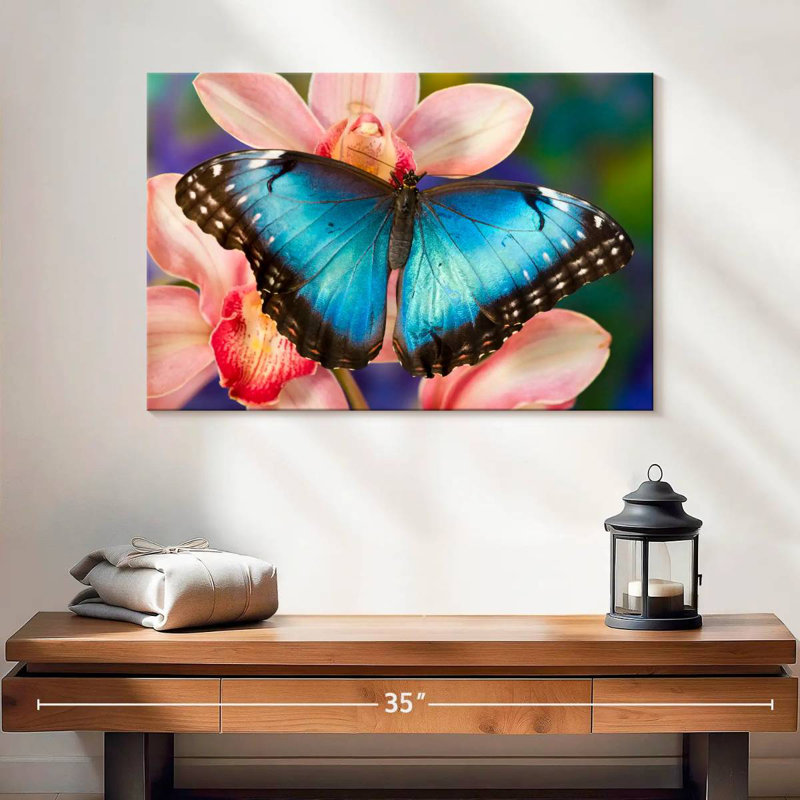 Brampt papillon sur orchidées, H 16 po x l 24 po