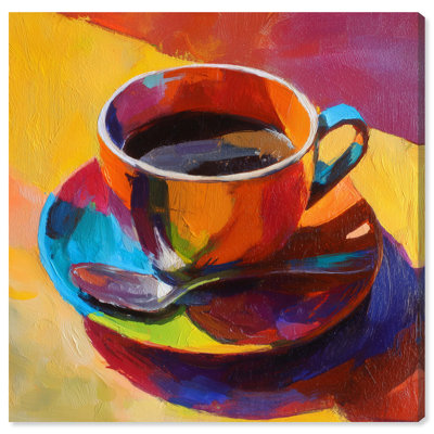 Colorful Cup of Coffee Canvas Print Kitchen Wall Decor by Art Remedy, Gallery Wrapped, 20 x 20