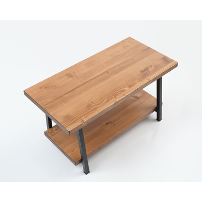 Table basse 39 po en bois massif rustique pour le salon avec tablette de rangement | Idée de cadeau