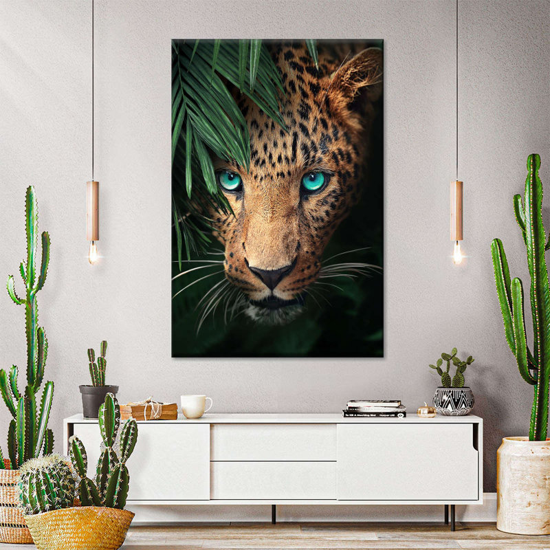 «Leopards Turquoise Eyed Leopard», reproduction sur toile, H 30 po x l 20 po x P 1,25 po