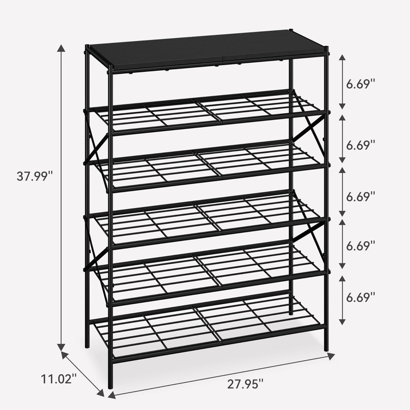 24 Pair Shoe Rack, Black