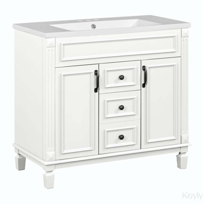Sahitya 35.1 " W Freestanding Standard Free Standing 1 Single Vanity Bathroom Vanity With Ceramic Top