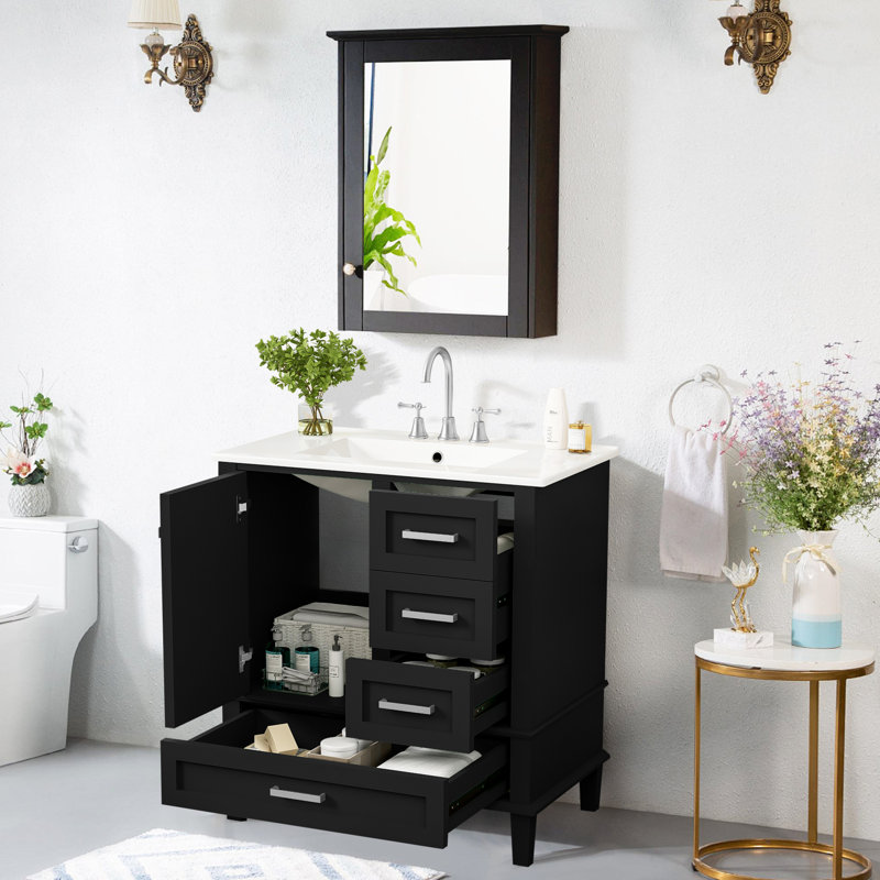 Meuble-lavabo, meuble-lavabo moderne avec lavabo et meuble-lavabo, Noir, noir, noir, noir