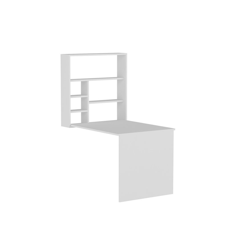 Elfin Solid Wood Base Standing Desk, White