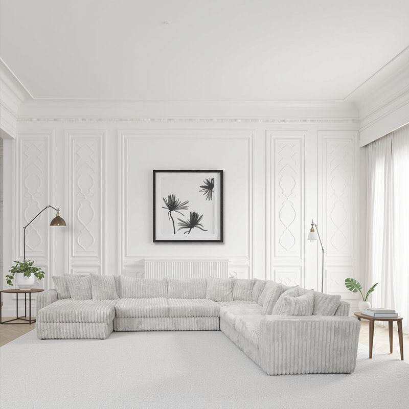 Canapé modulaire en U 4 pièces avec chaises longues et 8 coussins Luna MOD # 504 - Cloud Comfort, housses amovibles