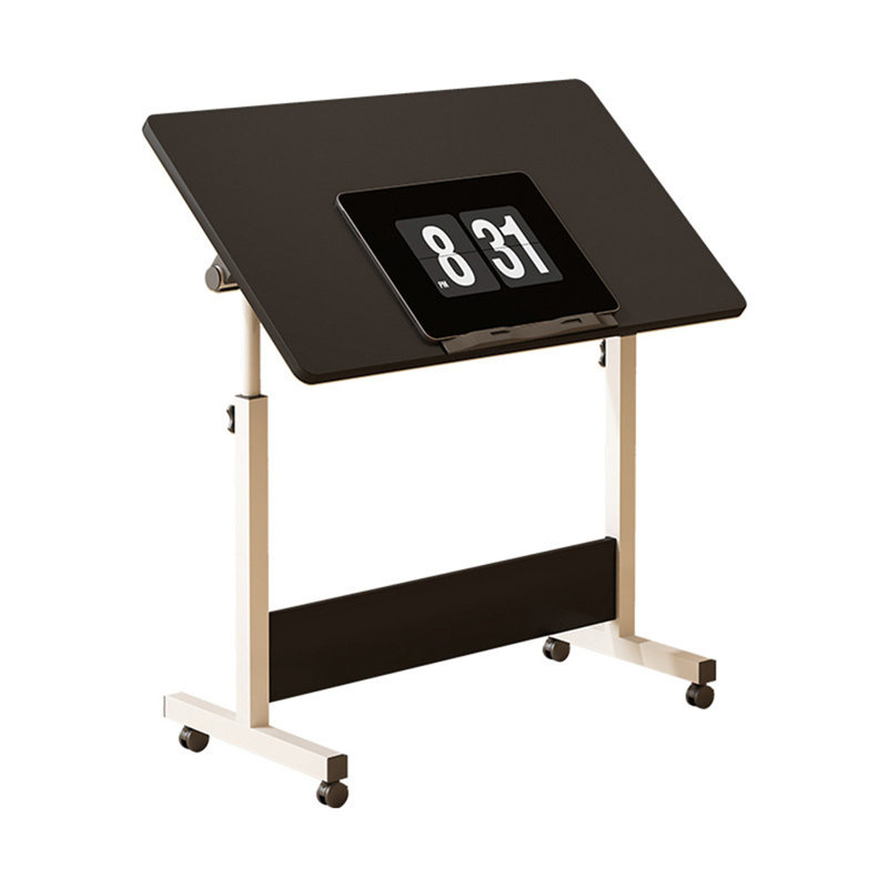 Bureau mobile pliable avec roulettes, Noir, noir, noir, noir