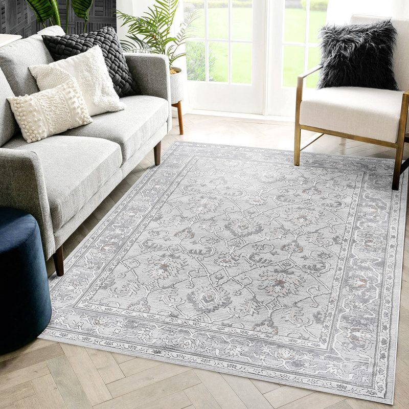 Area Rug, Collection Ivory / Grey / Oriental, Rectangle 6'7" x 7'9"