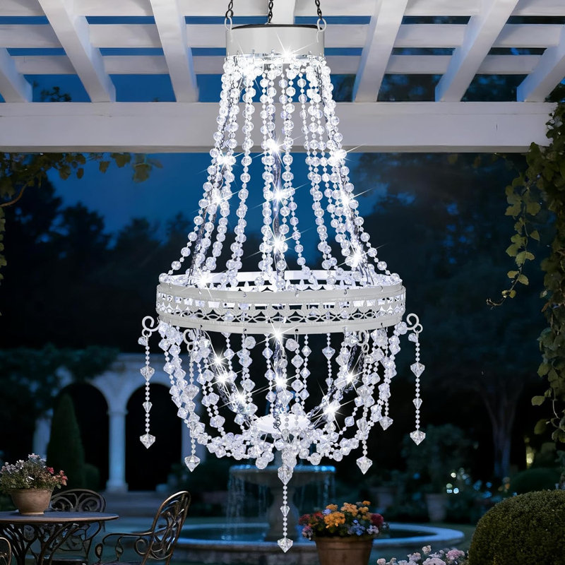 Lustre suspendu en cristal 32 po, Blanc