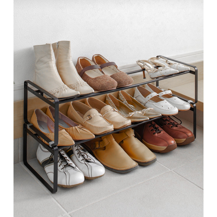 Yamazaki Home Stackable Shoe Rack, White, Steel, Holds up to 4 pairs of  shoes per shelf, Supports 6.6 pounds, Expandable, Stackable