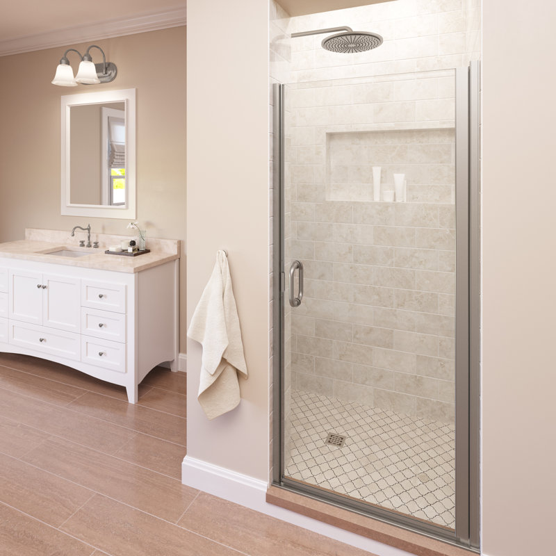 Porte de douche pivotante demi-cadre 28 "x 65,56" Infinity, Argent