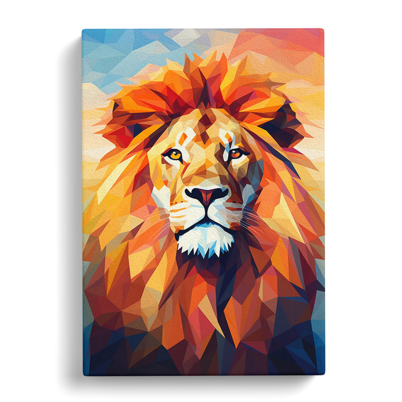 Lion Cubism - Print, 50cm H x 35cm W x 3cm D