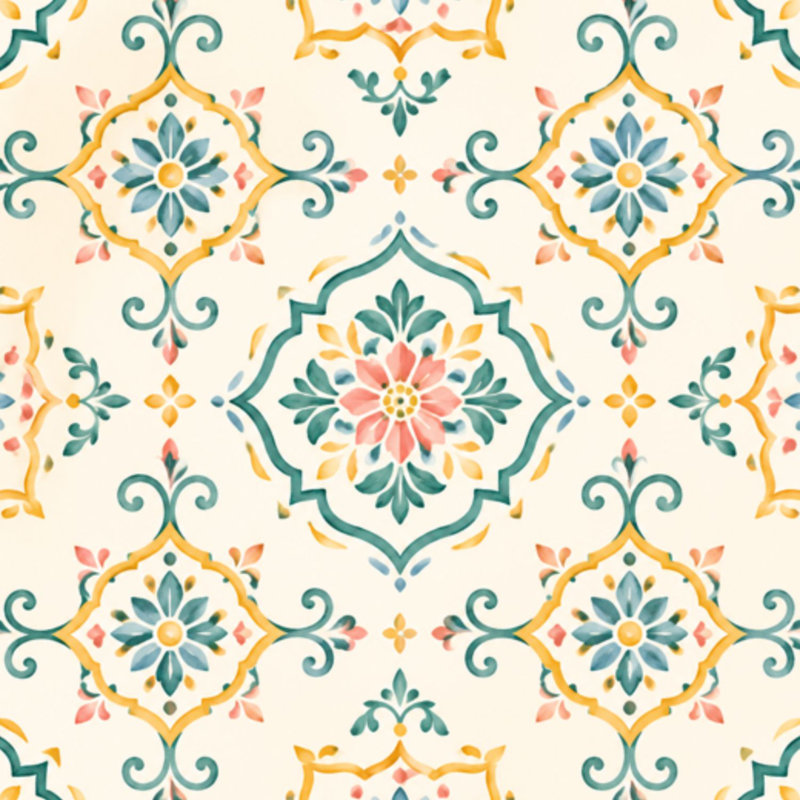 Papier peint auto-adhésif auto-adhésif à motif de carreaux et de carreaux bleus, corail et crème rétro, 117.96" L x 17.7" W