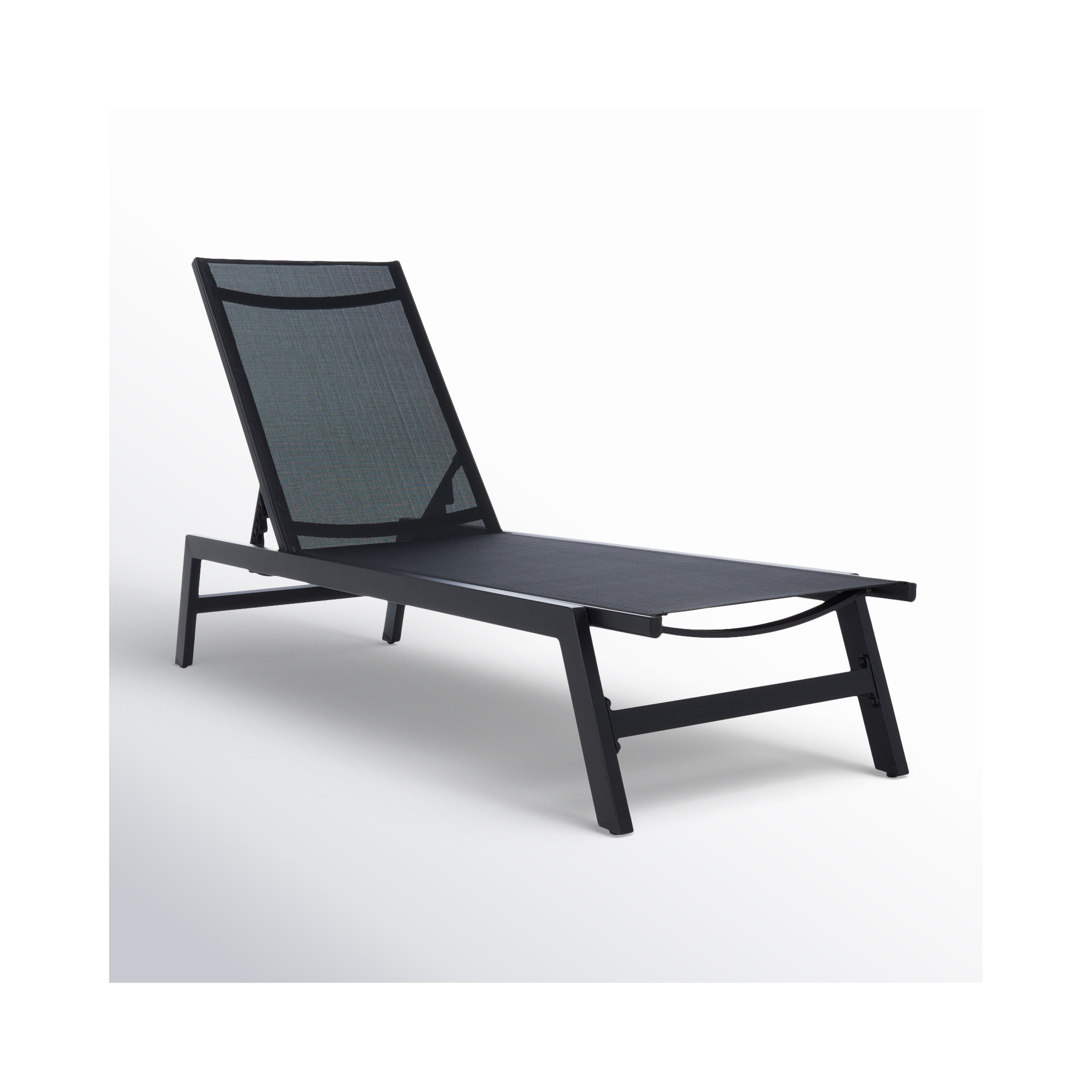 Yves 23.23" Outdoor Aluminum Chaise Lounge, Black