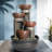 Indoor Relaxation Tabletop Fountain, Zen Meditation Waterfall Feature With LED Light & Natural Rocks, 4 Level Desk Waterfall For Home Office Bedroom Living Room Decoration