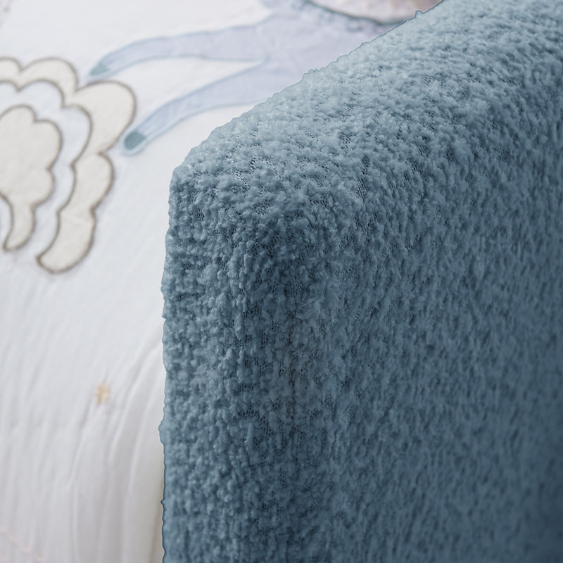 Lit en tissu tête de lit mignon avec oreilles de lapin, Bleu ciel, Lit simple
