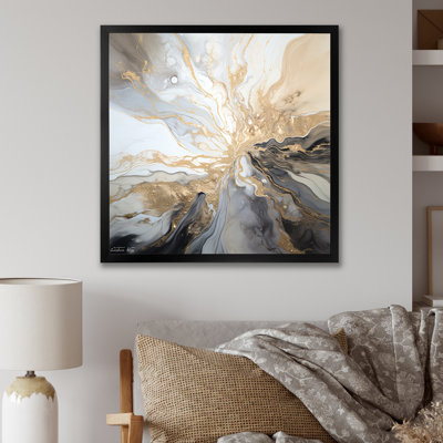 Explosion d'art liquide beige et noir