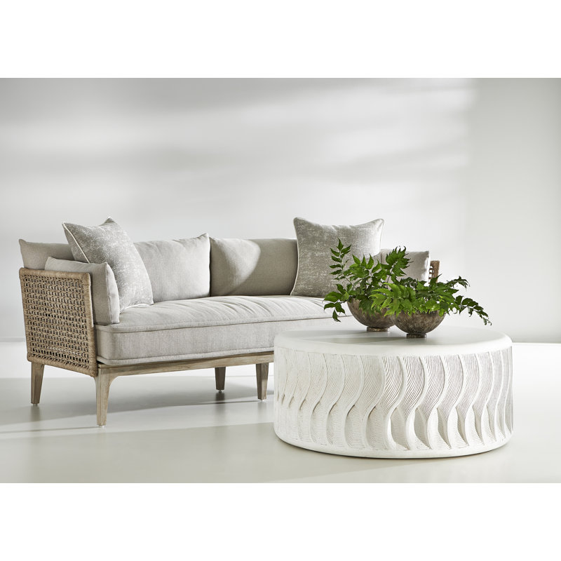 Catalonia Outdoor Teak Loveseat, Light Grey/Dark Grey Linen 6032-110
