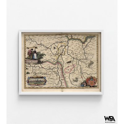 Zone de Mechelen en Belgique, carte rétro de la Belgique, affiche de Malines, décor de bureau européen, décoration de bibliothèque, art de petit bureau