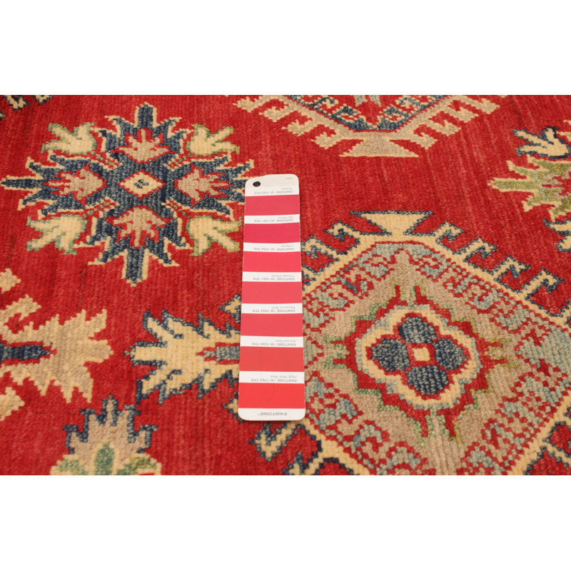 Tapis rouge / crème en laine noué à la main de conception unique 8 pi 4 po x 12 pi 3 po New Age