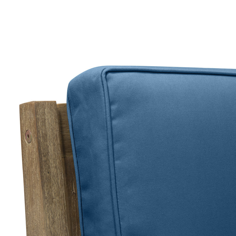Aylie Acacia Outdoor Lounge Chair, Cream Cushion/Light Brown Frame, Teal Cushion/Light Gray Frame