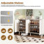 Minimalist Shoe Cabinet With 5 Solid Wood Legs, Cream Style Sideboard Buffet Cabinet With Fluted Doors, Large 4-Door Storage Cabinet With Adjustable Shelves For Living Room, , 55.1*13.7"