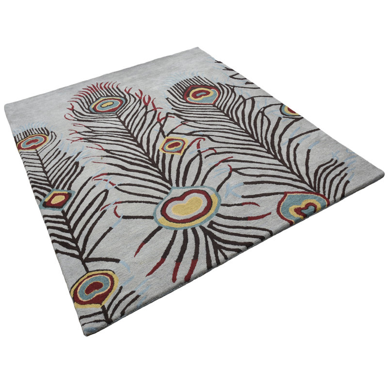 Hand Tufted Wool Eco-Friendly Area Rugs - Rectangle Shape, Silver, Contemporary Modern Design, High Pile Thick Handmade Area Rugs for Living Room, Bed Room