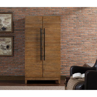 American Heritage Braxton Bar Cabinet – Solid Wood with Wine Storage, Mirror, Stemware Holders & Drawers
