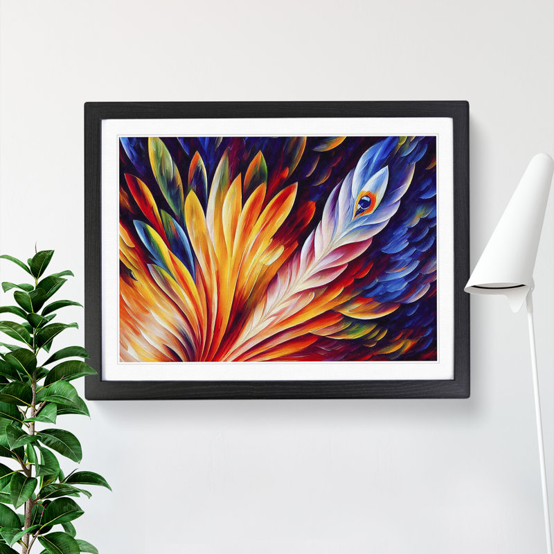 Bird Feather - Single Picture Frame Painting, Black Framed, 46cm H x 64cm W x 2cm D