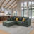 Full Compressed Corduroy Upholstered Sectional With Moveable Ottoman