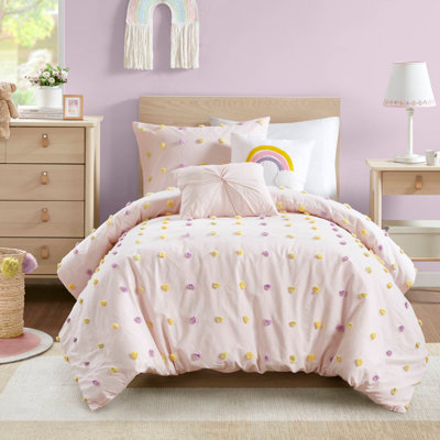 Ensemble d'édredon en jacquard à pompons 4 pièces
