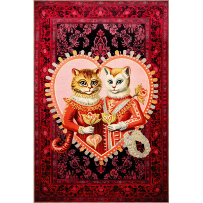 Tapis rouge rétro à motif de chat lavable à motif lavabo Noble
