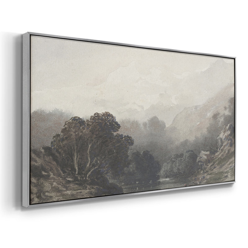 Série paysage - DCLXII - Toile tendue avec châssis encadré - Prêt à être accroché, H 25 po x l 49 po, Argent argent