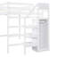 Lit mezzanine double avec armoire de rangement intégrée et escalier-651299247
