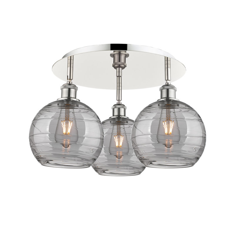 Essex Glass Flush Mount, Polished Nickel, 10.88" H x 19.75" W x 19.75" D