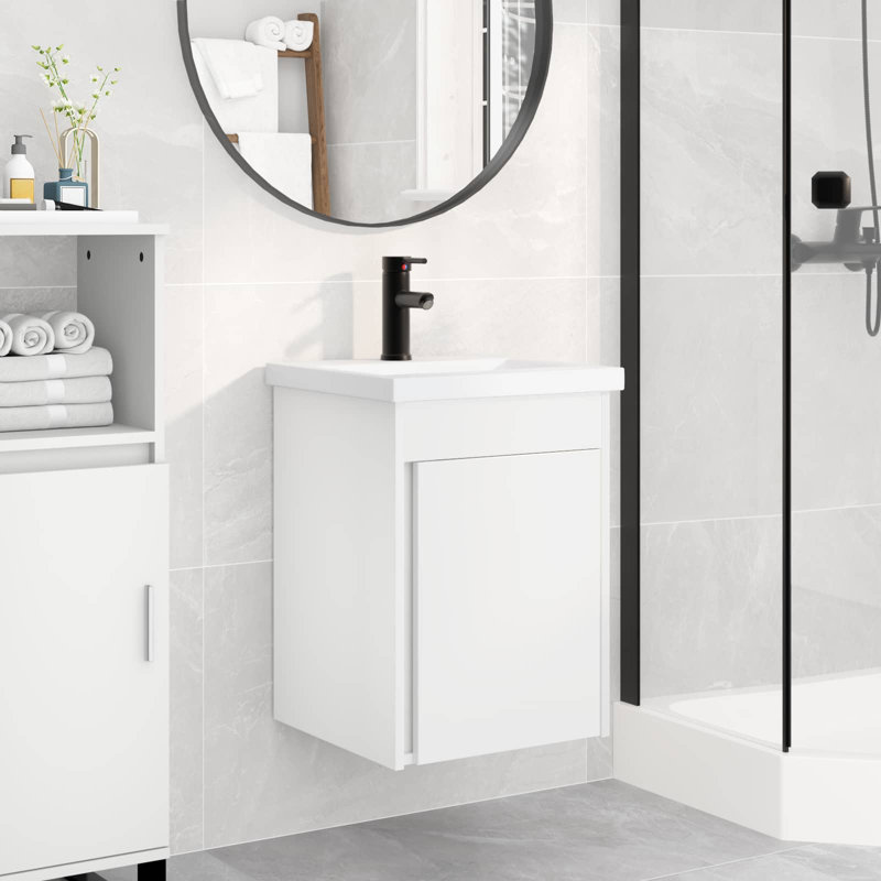 Single Bathroom Vanity with Ceramic Basin, 40cm, White