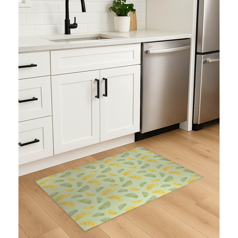 Tapis de cuisine antidérapant Summer Limes & Lemons, Rectangle 4pi x 6 pi, Limette