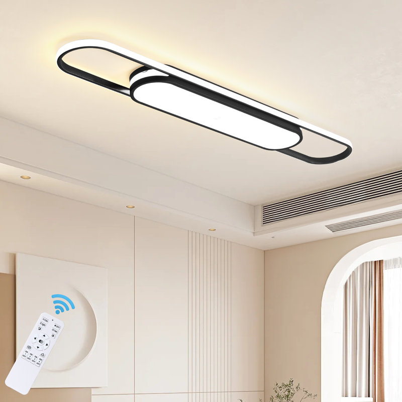 Muscato 1-Light LED Flush Mount, Black, 6" H x 110" W x 17.5" D