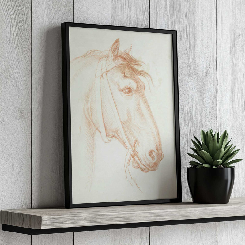 «Horses Head» par Alexander Laureus, reproduction d'art sur toile, Argent argent, H 32 po x l 24 po