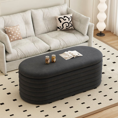 Banc de rangement en chenille avec repose-pieds et banc de rangement rembourré en tissu avec charnière de sécurité pour la chambre à coucher, le salon, l'entrée et le placard (40 pouces)