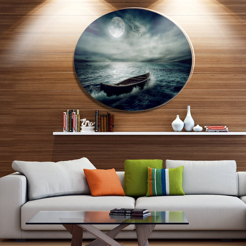 «Boat Drifting Away After Storm», impression, H 38 po x l 38 po x P 1 po, Métal