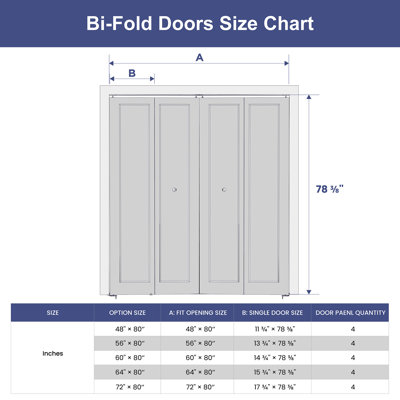Double Paneled Manufactured Wood Primed Bi-Fold Door with Hardware Kit