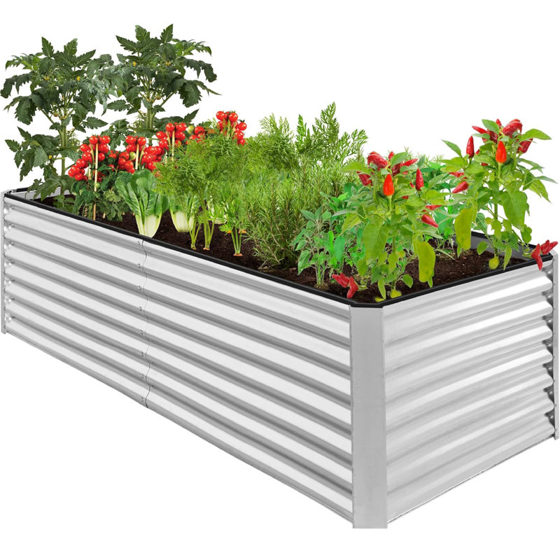 Outdoor Metal Raised Garden Bed, Planter Box For Vegetables, Flowers, Herbs, 24"H x 96"W x 48"D
